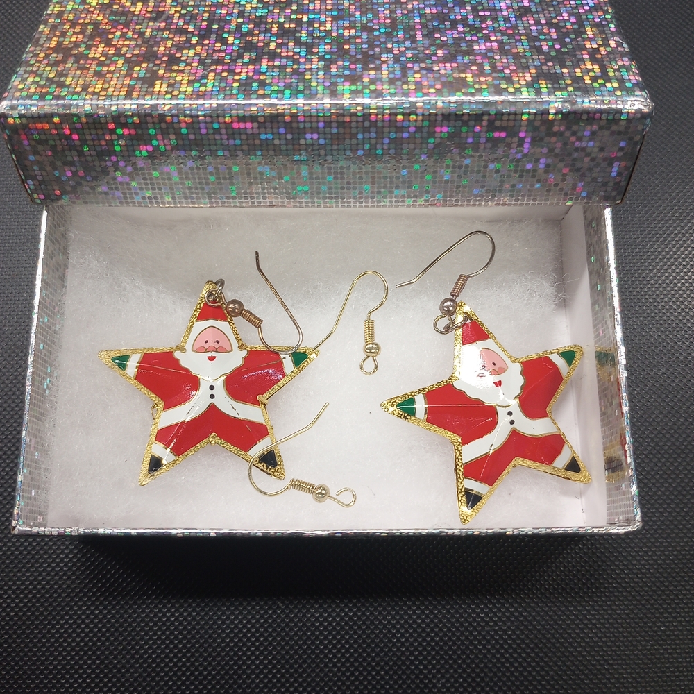 Festive Star Santa Earrings